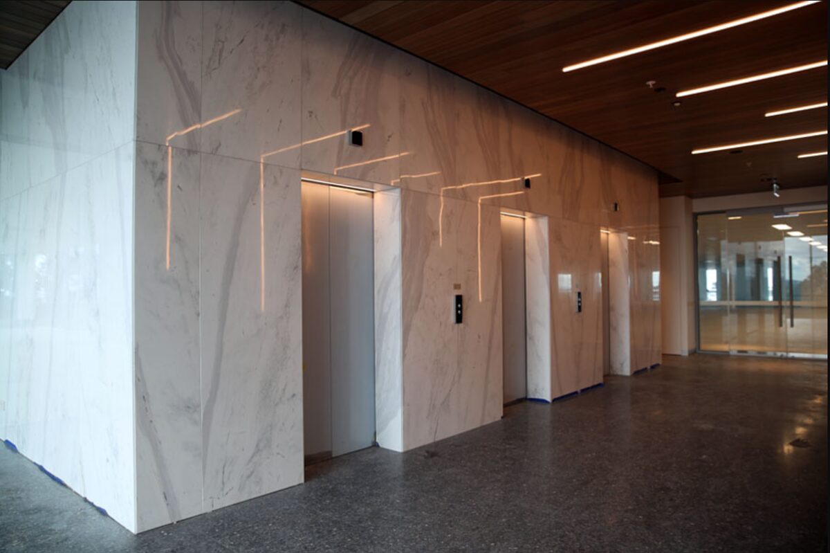 Ground floor lift lobby in marble